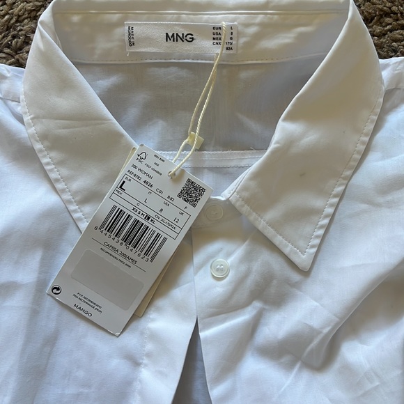 Mango White Poplin Longline Oversized Shirt New - Picture 6 of 6